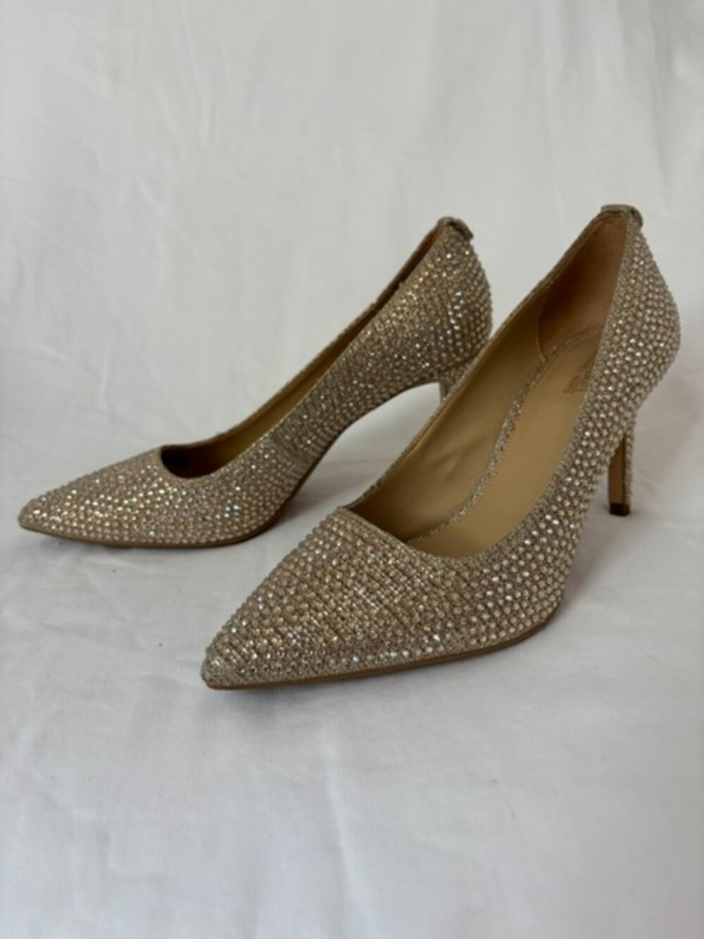 MICHAEL Michael Kors Dorothy Flex Pump in Pale Gold Rhinestones Size 7.5M